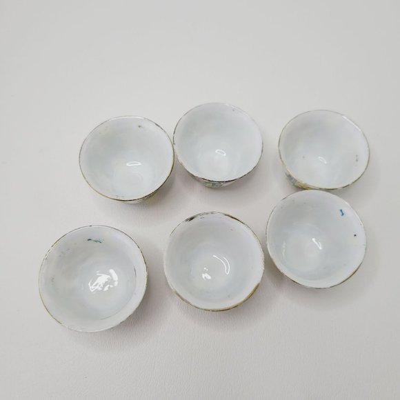 Small Hand Painted Chinese Tea Ceremony Set Gold Trim Male Figures Bright Flower - Picture 8 of 13